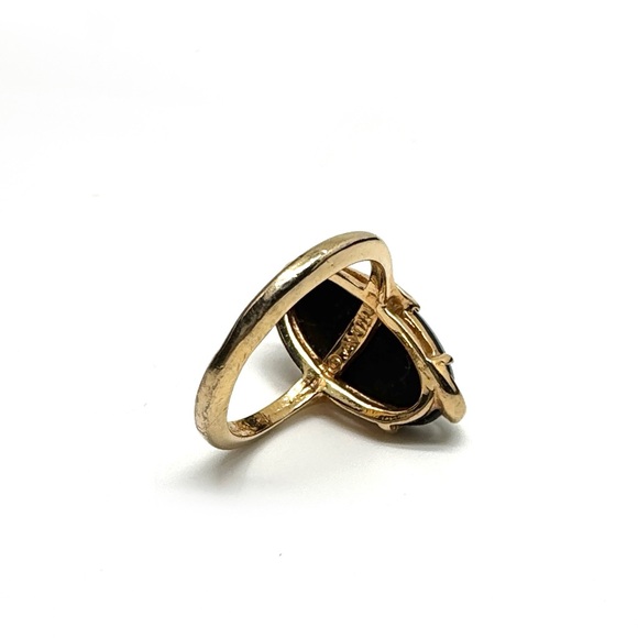 Vintage Avon Nightflower Ring Goldtone with Black Oval Faux Onyx Size 5 3/4 - Picture 8 of 13